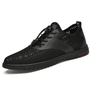 Men’s Running Minimal Shoes Walk Jogger Jogging Sneakers Stretch Fabric Air Mesh Lace-up Hollow Out Air Hole Slip-on