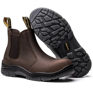 Men’s Safety Boots with 18 KV Insulation Glass Fiber Head Made of First Layer of Crazy Horse Skin
