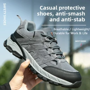 Men’s Safety Shoes 6KV Insulated Anti-Puncture Work Boots Plastic Toe Breathable Impact-Resistant PU Spring Summer Winter
