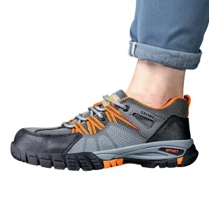 Men’s Safety Shoes Breathable Work Steel Toe Puncture Resistant Lightweight Construction Site Wear Resistant Rubber Sole Labor