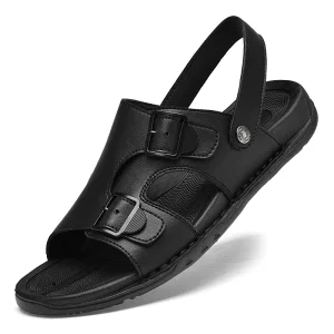 Men’s Sandals Brown Open Toe Non-Slip Fashion Soft Sole Beach Slippers Lightweight Classic Wear Resistant Sandals