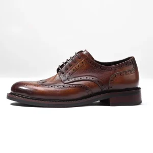 Men’s Shoes Genuine Leather British Style Head Carved Business Formal Lace-up Oxford Shoes Breathable Durable Rubber