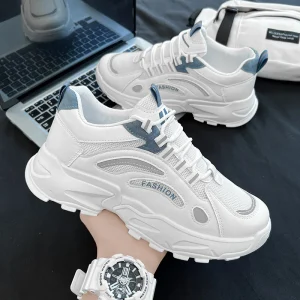 Men’s Shoes New Breathable Trend White Platform Casual Sports Walking Shoes