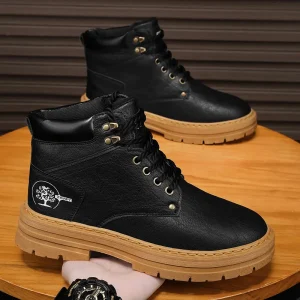 Men’s Shoes New Spring High Top Wear Resistant Boots, British Style Casual Sports Trendy Anti Slip Boots