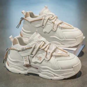 Men’s Shoes Spring New Breathable Mesh Trendy All-Match Thick-Soled Sneakers Casual Dad-Style Fashion