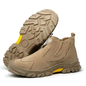 Men’s Slip On Safety Shoes Steel Toe Anti Smash & Anti Puncture Heat Resistant Suede Work Shoes for Welding & Construction