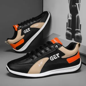 Men’s Sneakers Summer New PU Mesh Cloth Breathable Wear-resistant Casual Solid Color All-match Sports Slip-on Shoes for Men