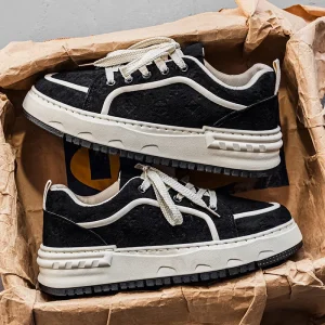 Men’s Sneakers Wheat Colored Retro Height Increasing Suede PU Leather Trendy All match Youth Student Sports Casual Skate Shoes
