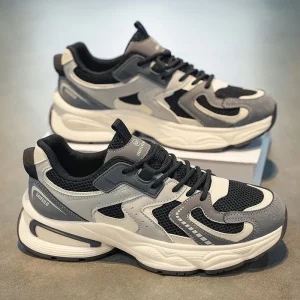 Men’s Soled Sports Shoes for Autumn Breathable cross Tied Anti slip Running Shoes Comfortable and Height Increasing Sports Shoes