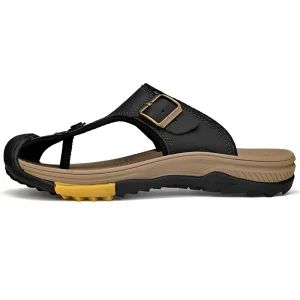 Men’s Solid Anti-Slip Soft Outdoor Adjustable Strap Slides Brown Black Casual Summer Beach Slippers