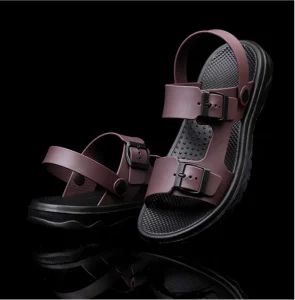 Men’s Solid Color Black Dual Adjustable Buckle Open Toe Sandals Non Slip Thick Sole Outdoor Casual Summer Sandals