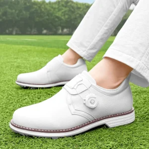 Men’s Spike Golf Shoes K19 Rotary Buckle Waterproof Golf Sneakers Quick Lacing Non Slip Professional Golf Trainers