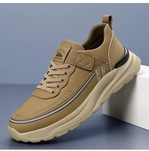 Men’s Sports Casual Non Slip Outdoor Fashion Trendy Versatile Flat Leather Casual Shoes