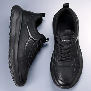 Men’s Sports Shoes Premium Leather Breathable Men’s Casual Leather Shoes Thick Heel Soft Sole Walking Men Shoes Sneakers