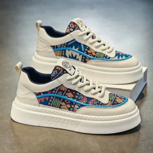 Men’s Sports Skateboard Shoes with Thick Sole and Elevated Design New Breathable Casual Board Shoes for Summer