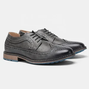 Men’s Sporty Business Casual Oxford Shoes PU Leather Anti Slip Formal Shoes in Big Sizes for Spring and Winter Seasons