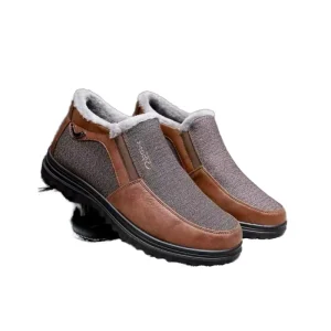 Men’s Sporty Winter Walking Boots Extra Size Flat and Warm with Fur and Cotton Lining Comfortable Canvas Upper