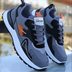 Men’s Spring Autumn Summer Casual Running Shoes Breathable Mesh Sneakers Artificial Leather Upper for Sports Thin