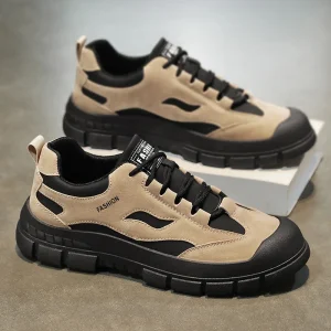 Men’s Spring Breathable Lace Up Sneakers Non Slip Wear Resistant Casual Work Shoes for Industrial Labor Protection