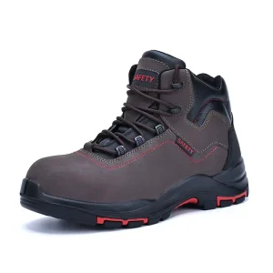 Men’s Spring Season Steel Toe Work Boots Waterproof Impact-Resistant Puncture-Resistant Construction Safety Shoes Upper