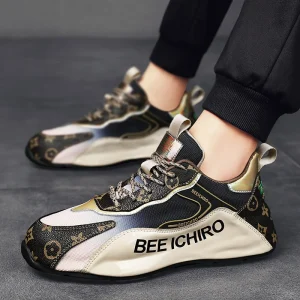 Men’s Spring and Summer Casual Shoes Breathable and Trendy Height Increasing Print Thick Sole Time Shoes