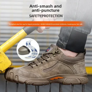 Men’s Steel Toe Construction Safety Shoes Anti smash Puncture Resistant Industrial Work Boots OEM Factory Supply