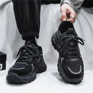 Men’s Suede Chunky Sole Casual Walking Shoes Platform Hook Loop Closure Heart Pattern Anti-Slip All Seasons Mesh Lining