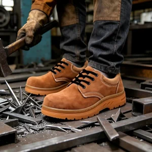 Men’s Suede Leather Safety Work Shoes for Machinery Manufacturing Anti-smash Anti-puncture Anti-slip Wear-Resistant Safety Shoes