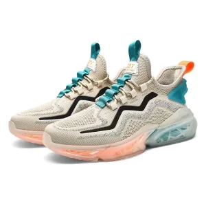 Men’s Summer Autumn Spring Thick Sole Breathable Mesh Canvas Upper Lightweight Cushioned Walking Running Shoes