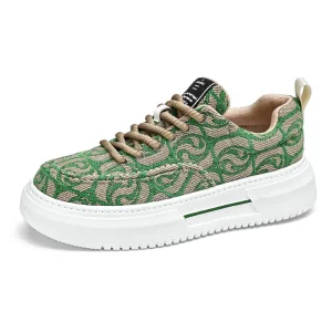 Men’s Summer Breathable Canvas Shoes Color Matching Versatile Heightening Sports Casual Low Top Fashion Shoes