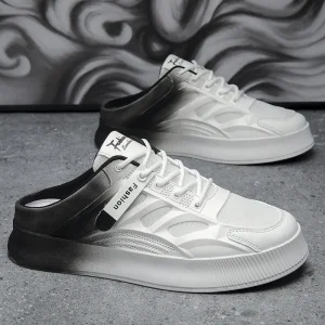 Men’s Summer Canvas Fashion Trend Anti-odor Breathable Thick-soled Front-covered Non-slip Heel-free Shoes Factory Customization