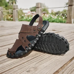 Men’s Summer Dual Use Closed Toe Holes Sandals for Driving & Beach Use
