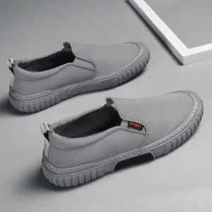 Men’s Summer New Old Beijing Cloth Shoes Ice Silk Breathable Slip On PVC Sole Medium Heel Low Top Shallow Canvas Shoes
