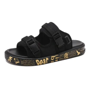 Men’s Summer Outdoor Sport Leather Anti Slip Light Hook Loop Flat Sandals Slides Factory Direct Ready