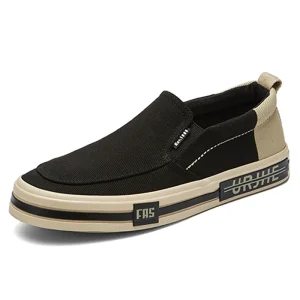 Men’s Summer Trendy Design Low-Cut Canvas Sneakers Breathable Flats with Slip-On Closure Versatile New Style