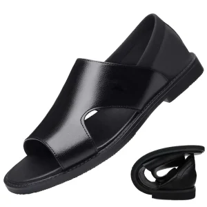 Men’s Summer Waterproof Outdoor Beach Sandals 3D Printed Logo High Heels Buckle Strap Non Slip Thick Soles Solid PVC