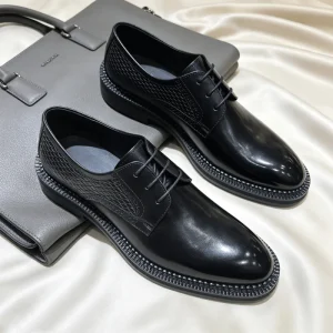 Men’s Thick Sole Derby Shoes Genuine Leather Formal Business Dress Shoes Classic Black Lace up Office Shoes for Men