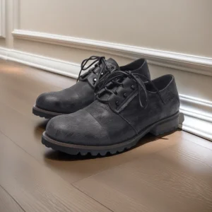 Men’s Thick Soled Derby Shoes Retro Elegant Style Pleated Top Layer Cowhide Round Toe