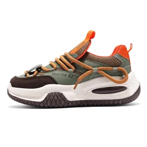 Men’s Trendy Casual Athletic Breathable Walking Shoes Anti Slip Flexible PU Upper Lace Up Closure Rubber Sole for All Seasons