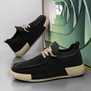 Men’s Trendy Casual Athletic Walking Shoes Breathable Rubber Sole Anti Slip Flexible PU Upper Lace Up Closure for All Seasons