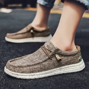 Men’s Trendy Casual Canvas Shoes Couple Dude Loafers Mesh Set Foot Lazy Men’s Shoes for Foreign Trade
