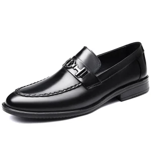 Men’s Uniform Dress Oxford Loafers Derby Flats Shoes Low Top Flat Slip On Cow Genuine Leather Business Air Hole Breathable