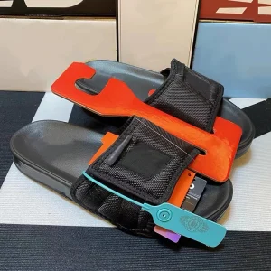 Men’s Velcro Strap Sandals Solid Color Letter Summer Beach Slippers Couple Style Single Strap Anti Slip Casual Sandals