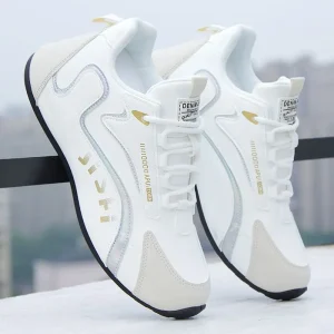 Men’s Waterproof Leather Sports Shoes Anti Slip Soft Sole Lightweight for Running