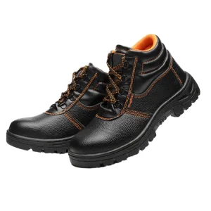 Men’s Winter Autumn Safety Construction Work Boots Genuine Leather Upper PU Anti-Slip Steel Toe Rubber Insole Safety Shoes
