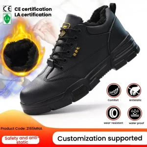 Men’s Winter Safety Shoes Anti Static Steel Toe Anti Puncture Waterproof Warm Work Boots for Construction Industrial OEM