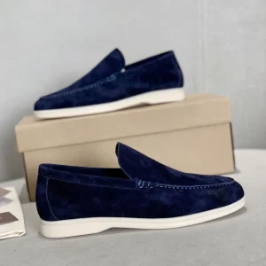 Men’s Women’s Casual Walking Style Suede Leather Shoes Cow Tendon Soft Sole Jogging Sneakers Plus Size Loafers for Foreign Trade