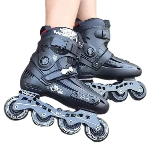 Men’s Women’s Fancy Pulley Inline Roller Skates Lace Up Closure Speed Skating Shoes with Flat Flower Design for Winter Season