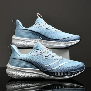 Men’s Women’s Sporty Lace Up Anti Slip High Top Sneakers Road Running Track Trail Breathable Lightweight Athletic Mesh Fabric
