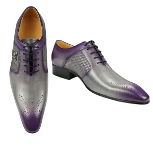 Modern Business Office Men’s Shoes Metal Buckle Classic Lace-Up Formal Oxford Style Wedding Shoes Big Size Genuine Leather Dress